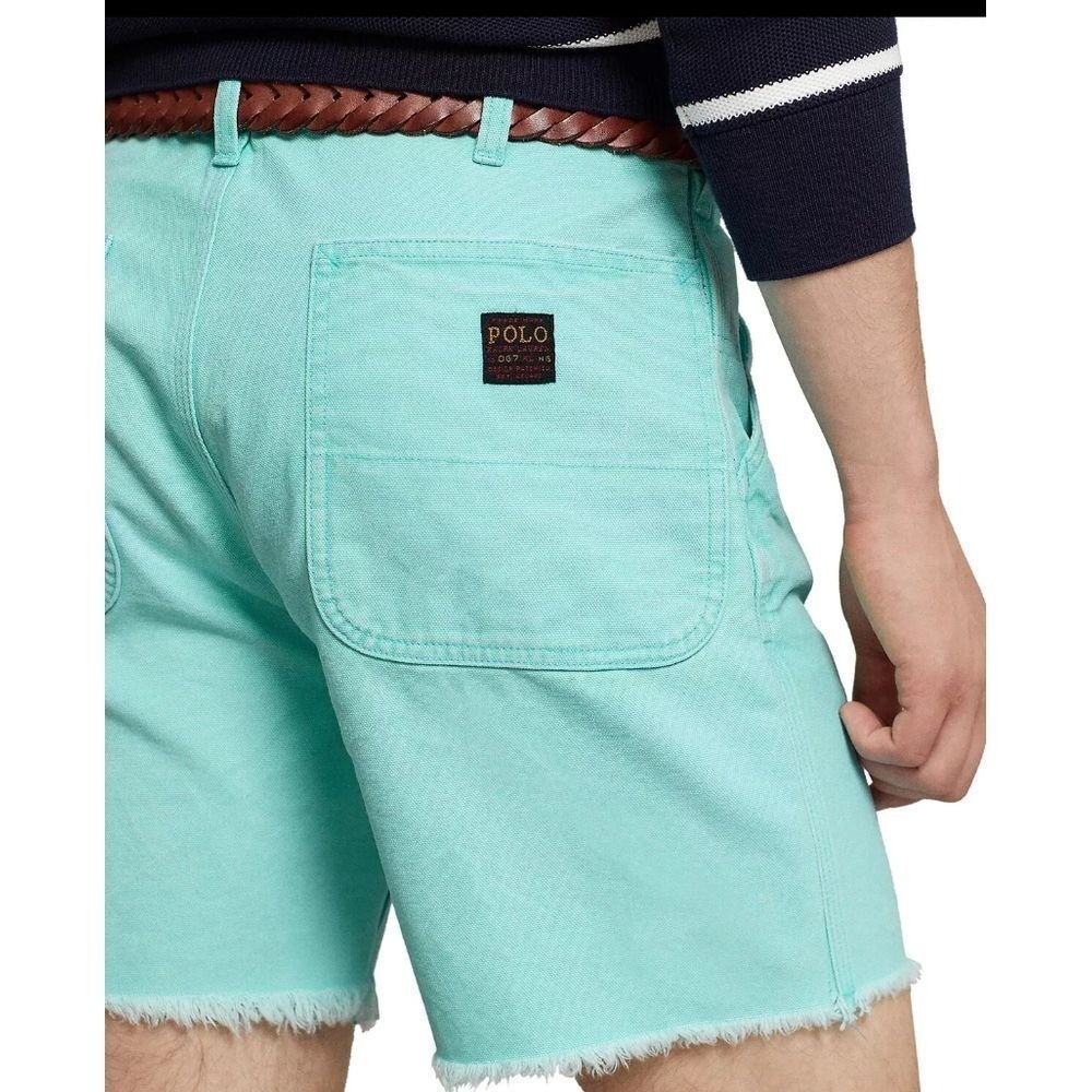 NEW Polo Ralph Lauren Mens Relaxed Fit Canvas Carpenter Shorts Turquoise Blue 34